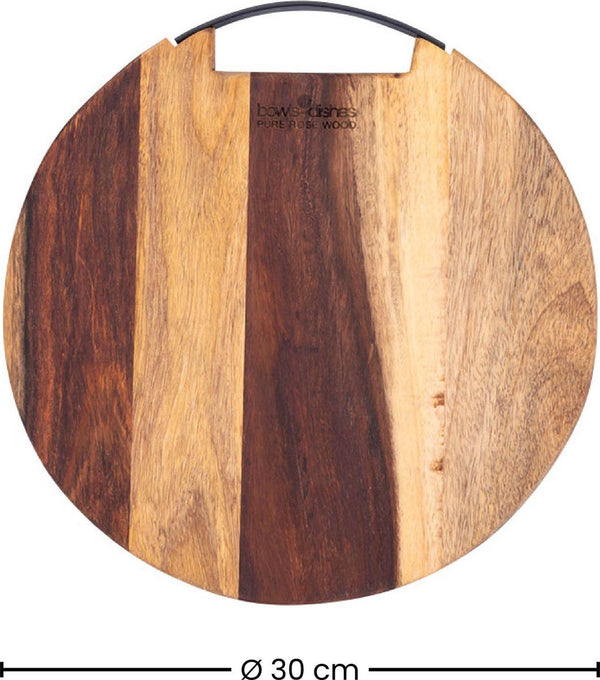 Seerveerplank Rond Met 2 Metalen Handgrepen 2 Cm Dikø 30 Cm
