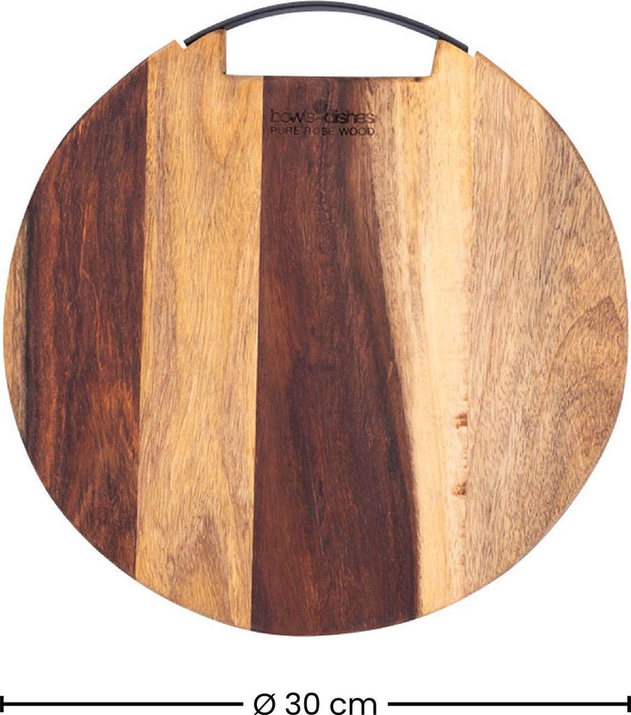 Seerveerplank Rond Met 2 Metalen Handgrepen 2 Cm Dikø 30 Cm