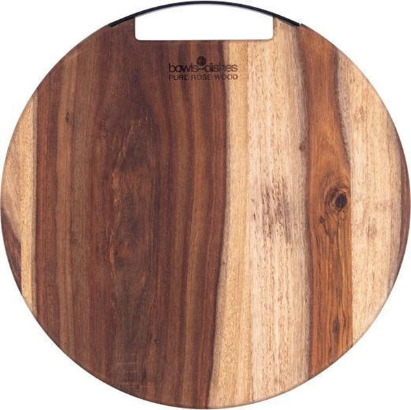Seerveerplank Rond Met 2 Metalen Handgrepen 2 Cm Dikø 30 Cm
