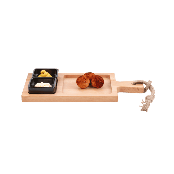 Borrel foodplank 35cm 2-vaks met 2 schaaltjes zwart