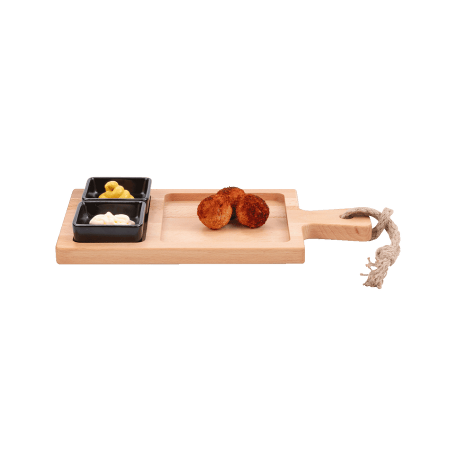 Borrel foodplank 35cm 2-vaks met 2 schaaltjes zwart