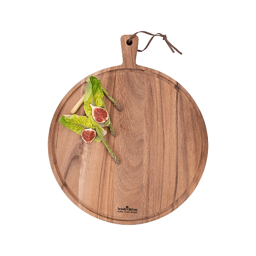 Pure Teak Wood Serveerplank rond O40 x 3 cm met sapgoot