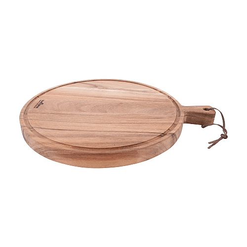 Pure Teak Wood Serveerplank rond O40 x 3 cm met sapgoot