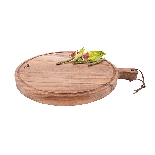 Pure Teak Wood Serveerplank rond O40 x 3 cm met sapgoot