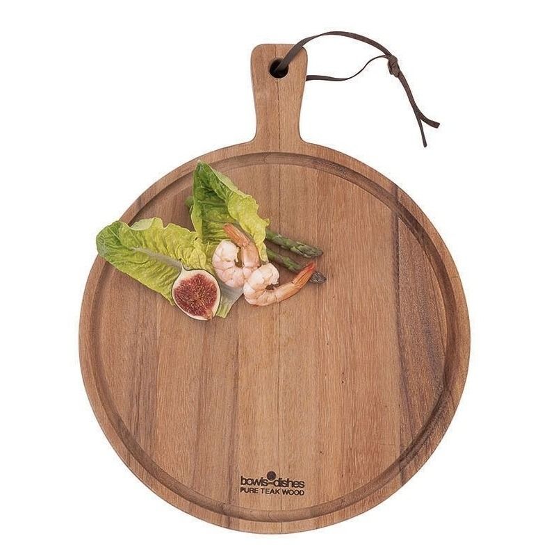 Pure Teak Wood Serveerplank rond O30 x 3 cm met sapgoot