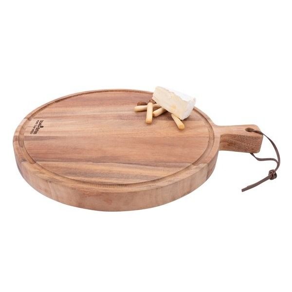 Pure Teak Wood Serveerplank rond O35 x 3 cm met sapgoot