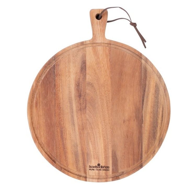 Pure Teak Wood Serveerplank rond O35 x 3 cm met sapgoot