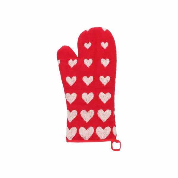 Oven Glove Hearts Red