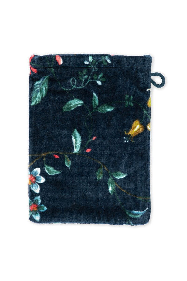 Pip Studio Les Fleurs set of 3 Wash Gloves Dark Blue