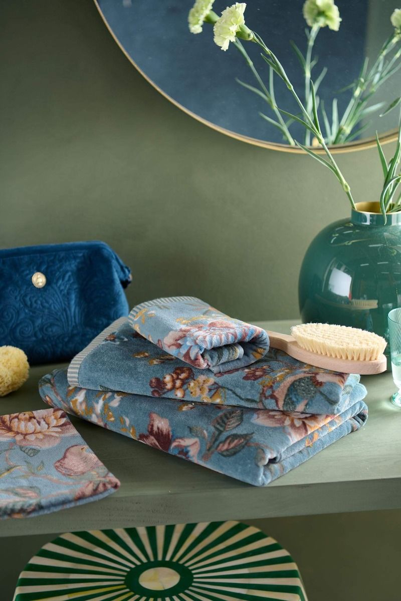 Douchelaken Secret Garden blauw