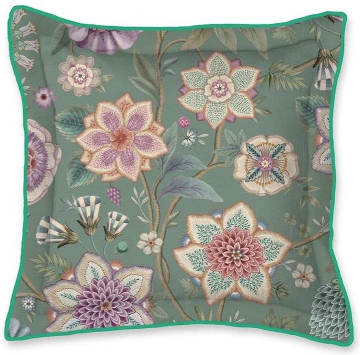 Pip Studio Viva Las Flores Square Cushion Green