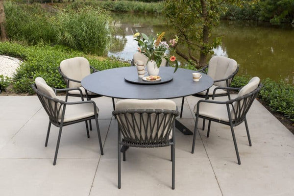 Manitoba stapelbare dining stoel antraciet incl. 2 kussens