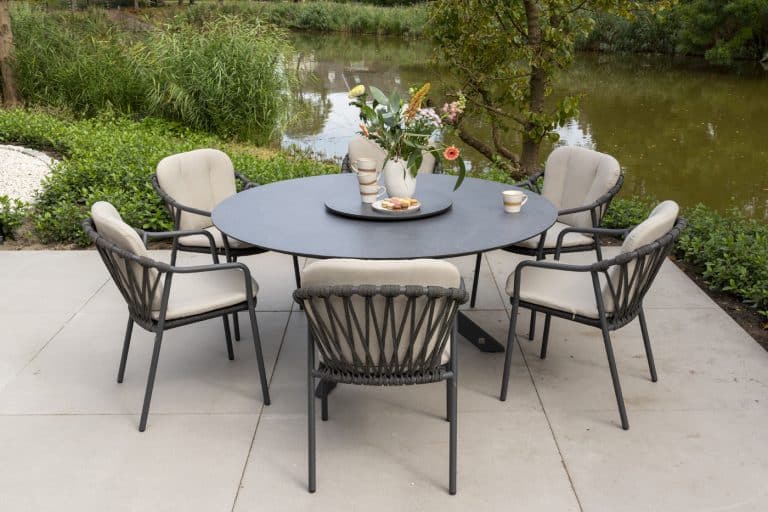 Manitoba stapelbare dining stoel antraciet incl. 2 kussens
