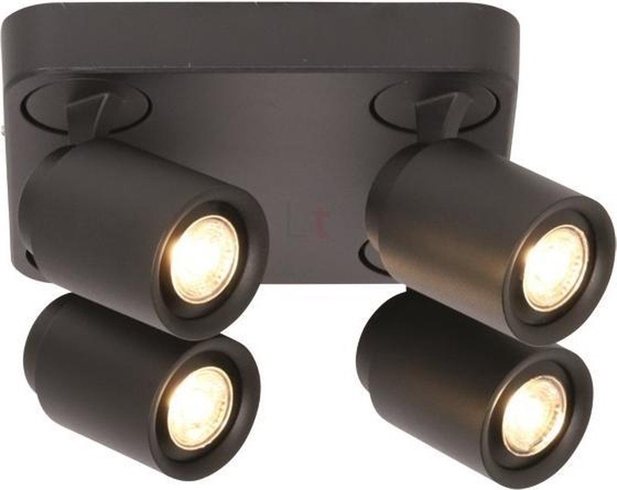 4-lichts Spot Razza GU-10 Zwart