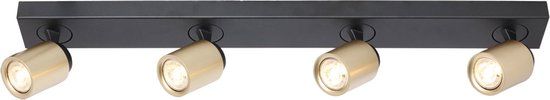 4-lichts Balk Razza GU-10 Zwart / Goud