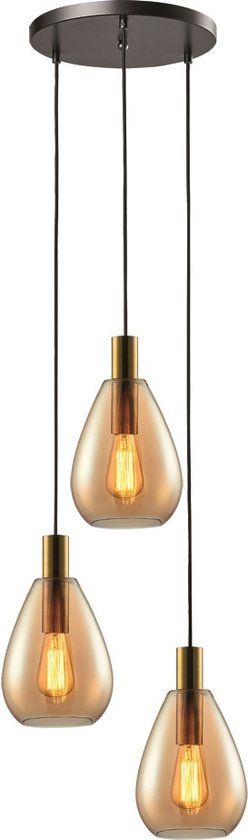 Hl. Dorato 3-l. Rond Brons-Goud/Amber Glas