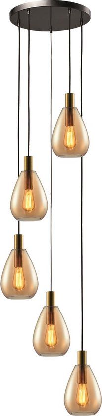 Hl. Dorato 5-l. Rond Brons-Goud/Amber Glas