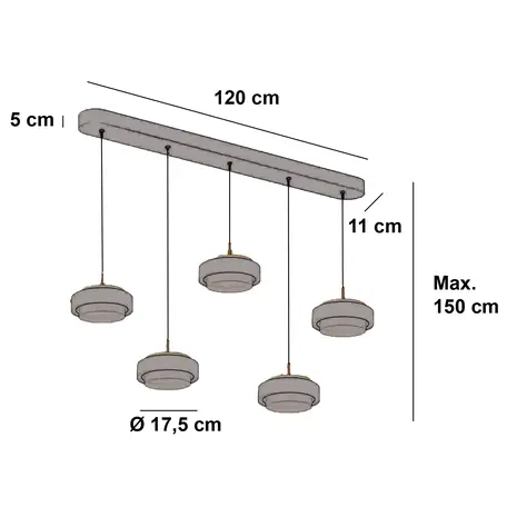 Hanglamp Puleggia 5-lichts