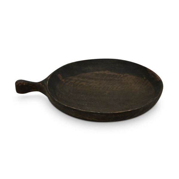 Plate with Handle Mango Wood Black 25x20x3cm