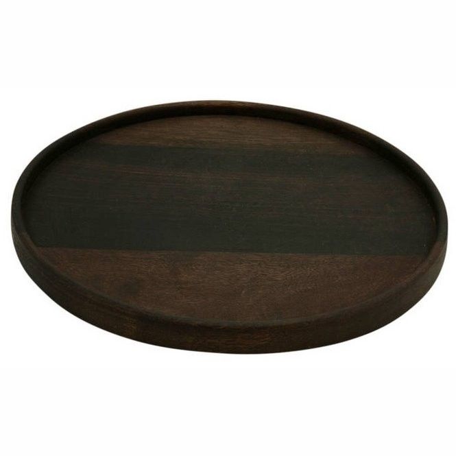 Plate Mango Wood Small Black 30x2.5cm