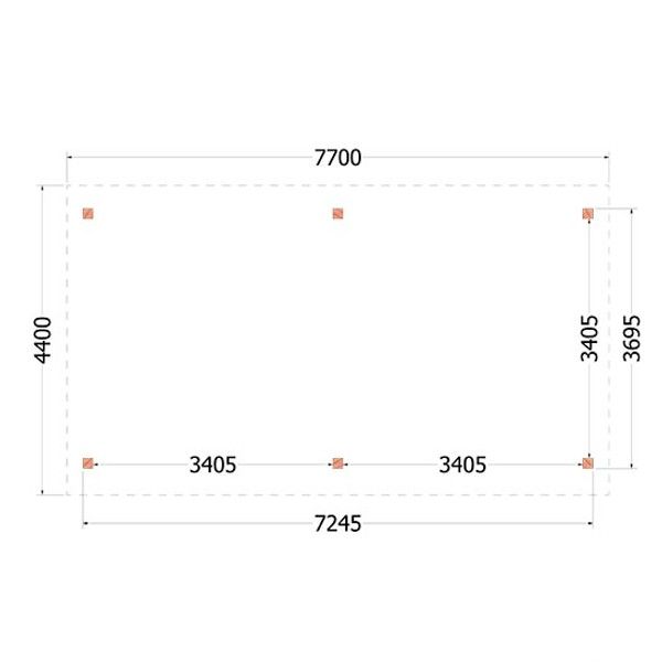 Buitenverblijf Zadeldak XL 7700x4400x4250mm (bxdxh)