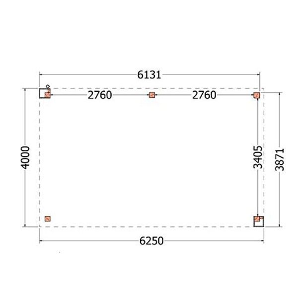Buitenverblijf Verona model rechts 6250x4000x2500mm (bxdxh)