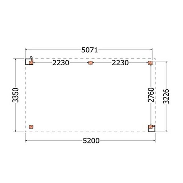Buitenverblijf Verona model rechts 5200x3350x2500mm (bxdxh)
