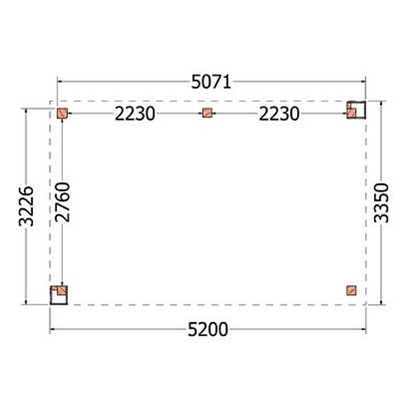 Buitenverblijf Verona model links 5200x3350x2500mm (bxdxh)