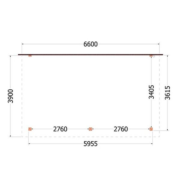 Aanbouwveranda Lucca 6600x3900x2600mm (bxdxh)