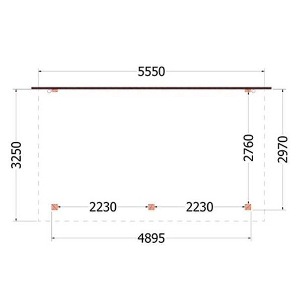 Aanbouwveranda Lucca 5550x3250x2600mm (bxdxh)