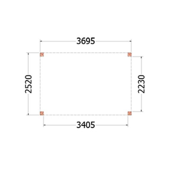 Buitenverblijf Palermo 3700x2550x2450mm (bxdxh)