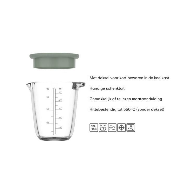 glas maatbeker chef it 500 ml met deksel - chalk