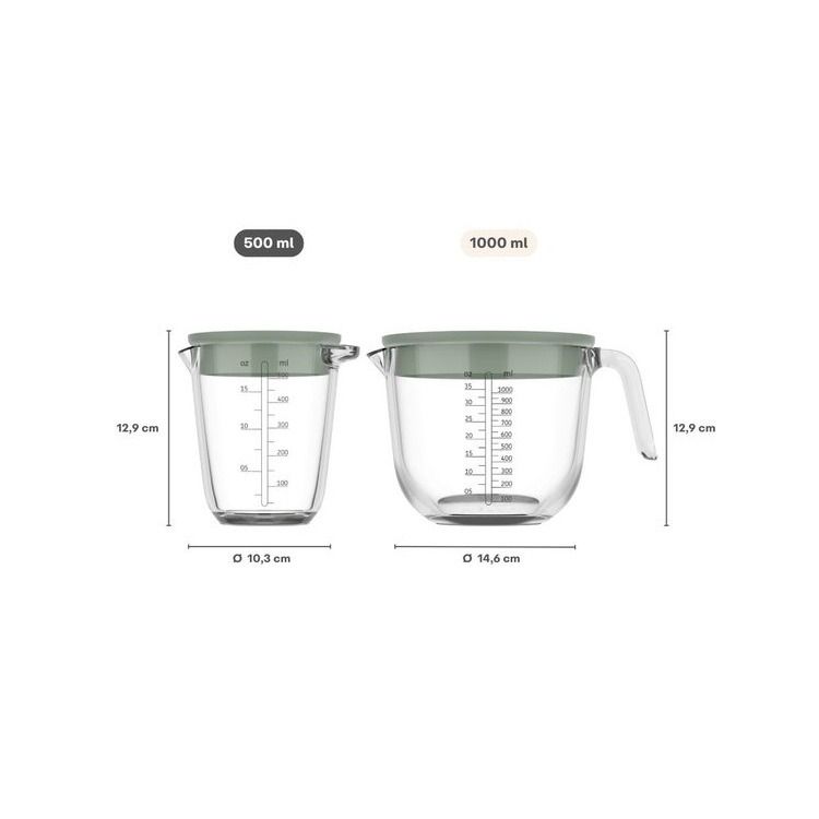 glas maatbeker chef it 500 ml met deksel - chalk