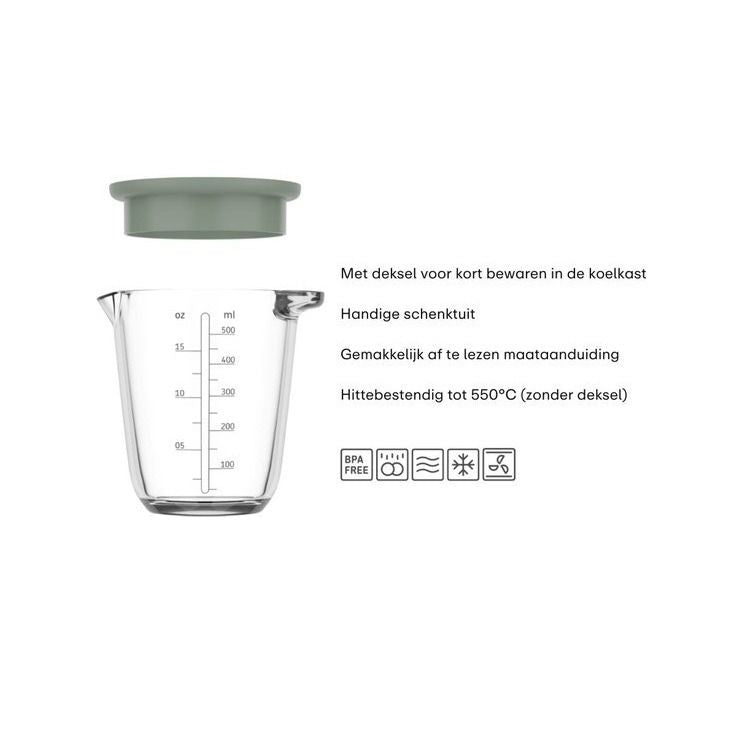 glas maatbeker chef it 500 ml met deksel - nordic sage