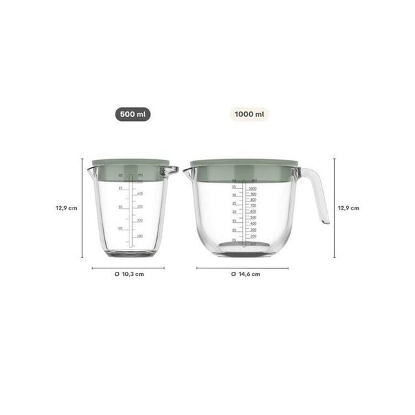 glas maatbeker chef it 500 ml met deksel - navy