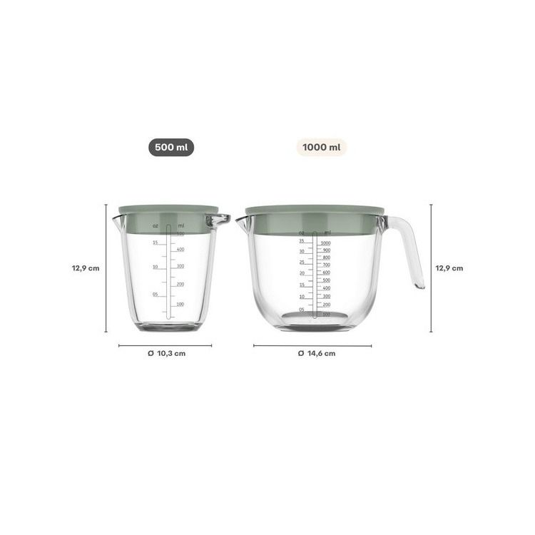 glas maatbeker chef it 500 ml met deksel - nordic sage