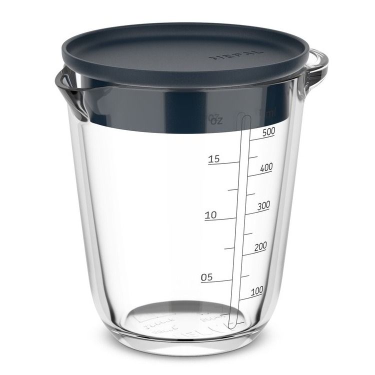 glas maatbeker chef it 500 ml met deksel - navy