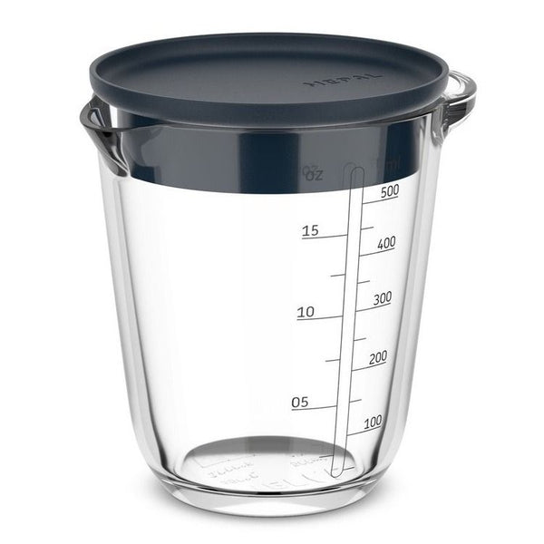 glas maatbeker chef it 500 ml met deksel - navy