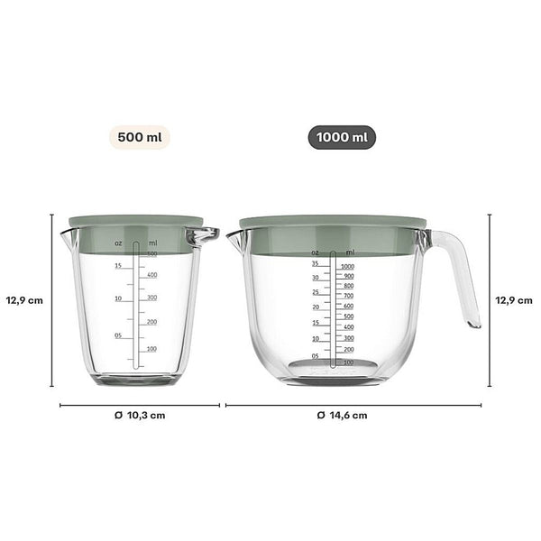 glas maatbeker chef it 1000 ml met deksel  - chalk