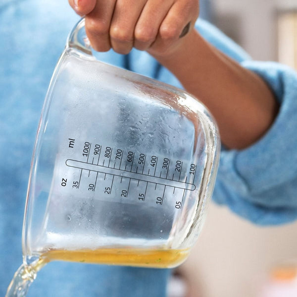 glas maatbeker chef it 1000 ml met deksel  - chalk