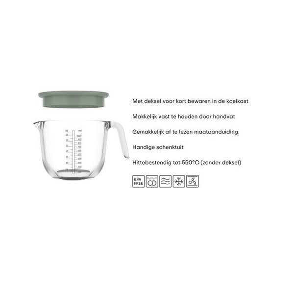 glas maatbeker chef it 1000 ml met deksel  - navy