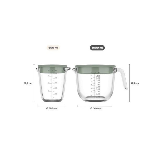 glas maatbeker chef it 1000 ml met deksel  - navy