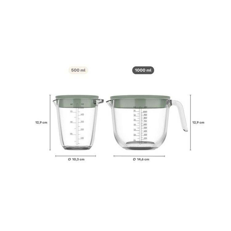glas maatbeker chef it 1000 ml met deksel  - navy
