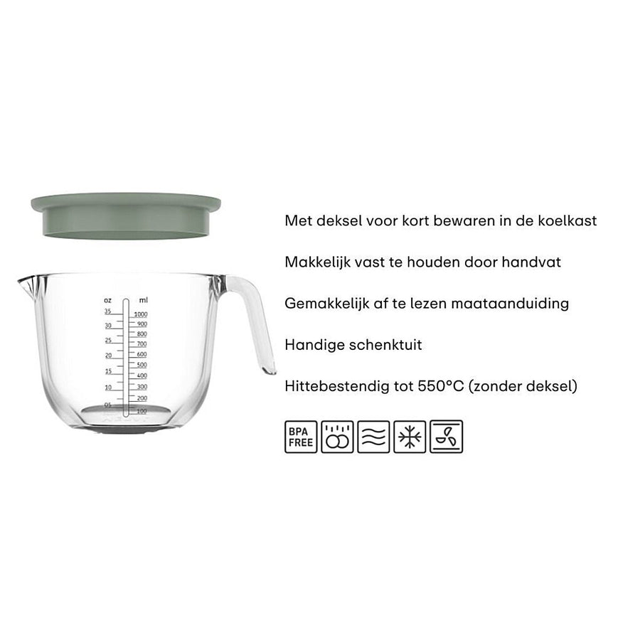glas maatbeker chef it 1000 ml met deksel - nordic sage