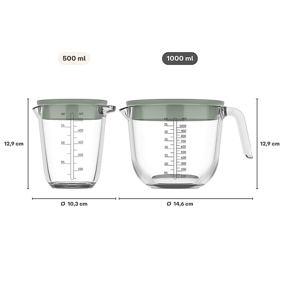 glas maatbeker chef it 1000 ml met deksel - nordic sage