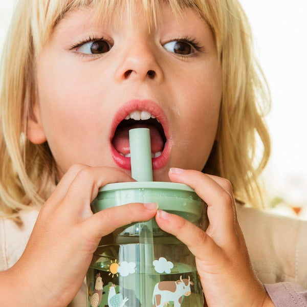 kinderglas mio 250 ml met rietje - little farm