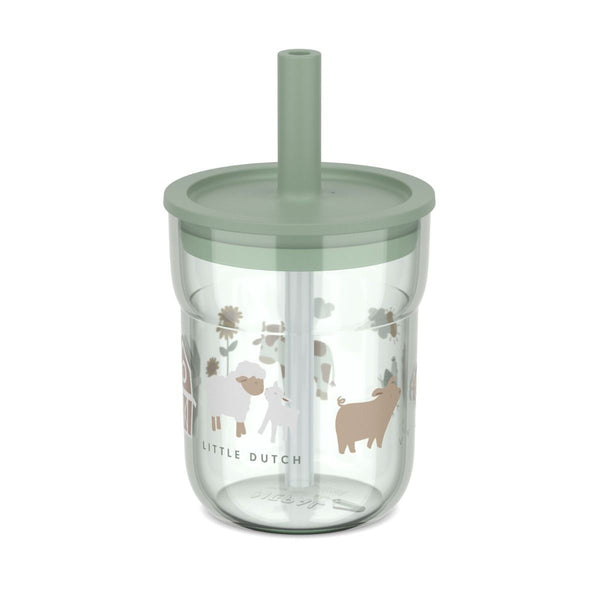 kinderglas mio 250 ml met rietje - little farm