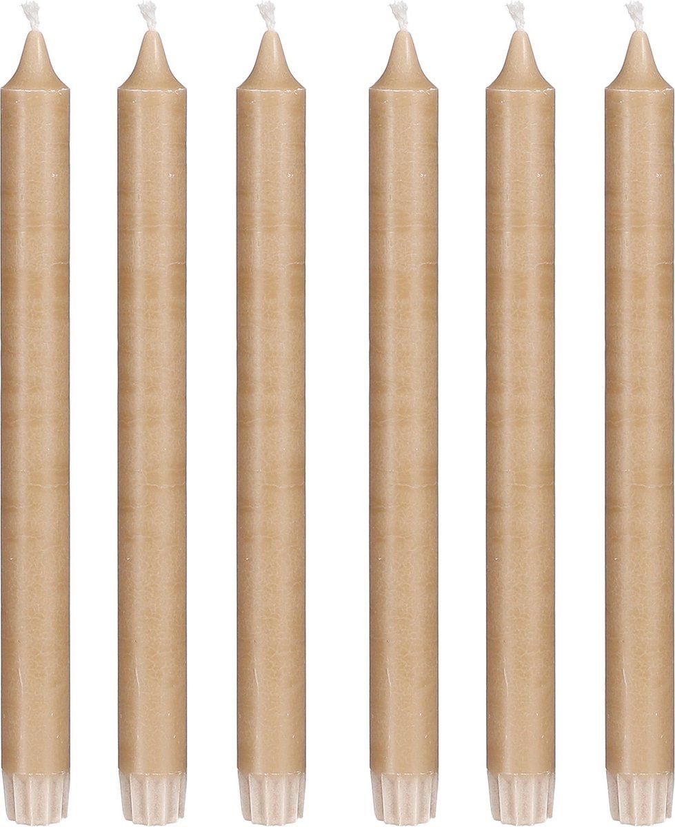 Dinerkaars stearine beige 6 stuks - h25xd2,2cm
