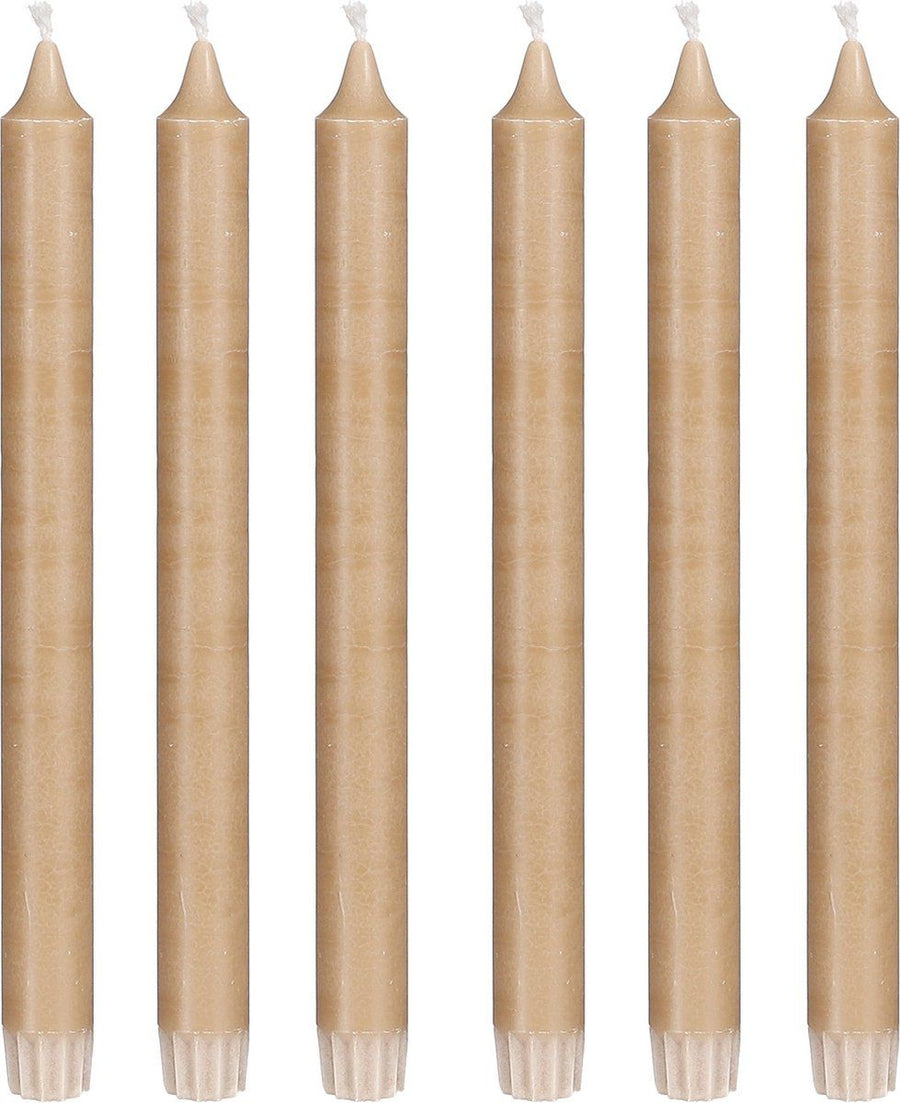 Dinerkaars stearine beige 6 stuks - h25xd2,2cm