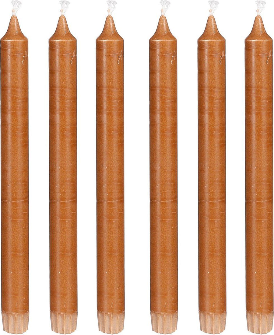 Dinerkaars stearine l.bruin 6 stuks - h25xd2,2cm
